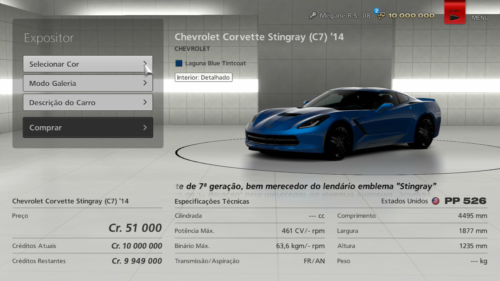 Ver o catálogo de performance de um carro - Organizar os teus carros -  Manual Gran Turismo®6