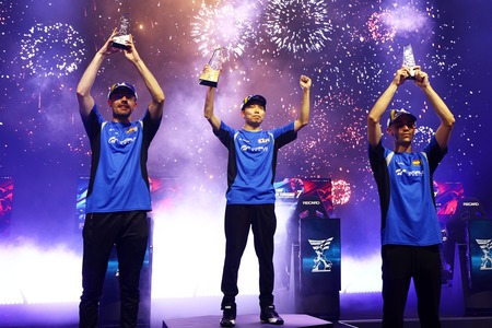 Japanese driver Takuma Miyazono (center) bested his rivals taking the first win of this year's Nations Cup in Montreal in July.